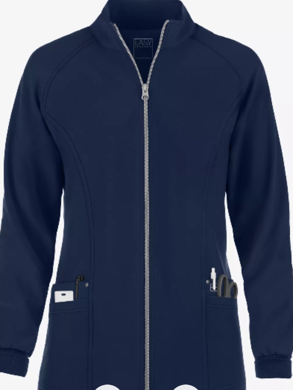 Easy STRETCH Zadie Women's 4-Pocket Raglan Scrub Jacket x2 -Navy